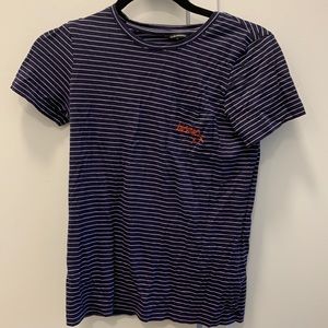 Club Mónaco Blue and White Striped T shirt